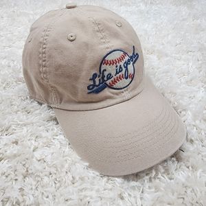 Life Is Good Baseball Sports Softball Tan Beige Hat Ball Cap Size M/L